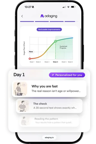 Day-by-day pelvic floor plan in the Adaging app