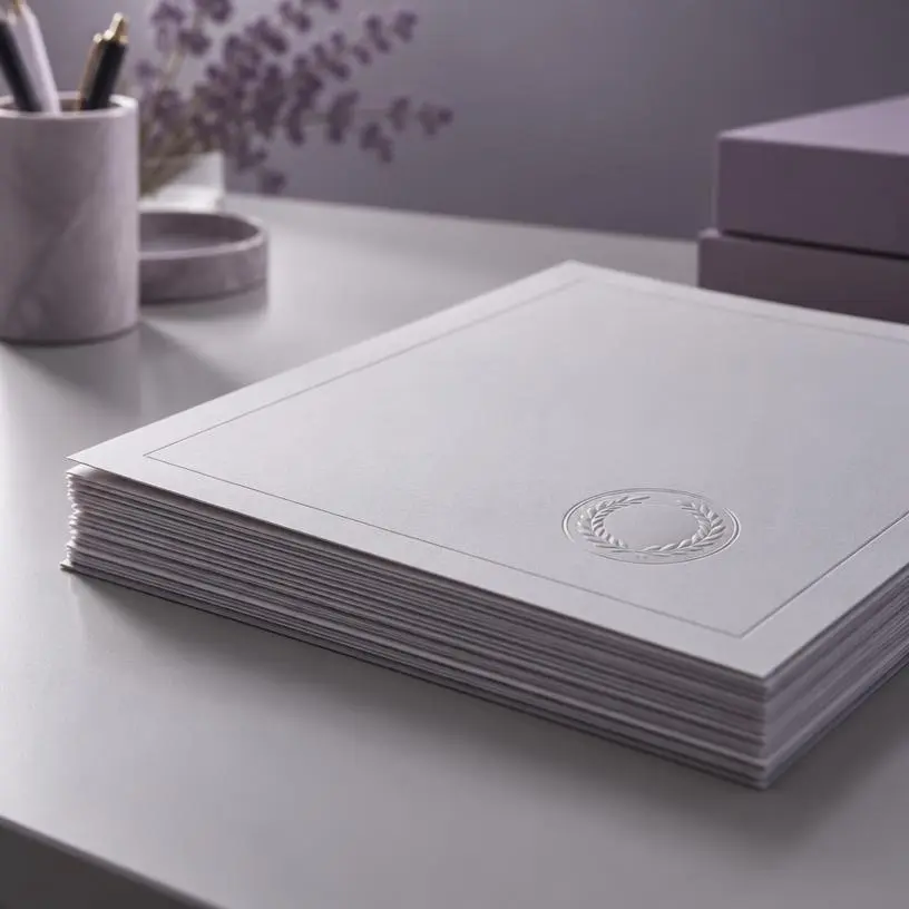 A stack of official documents with an embossed seal