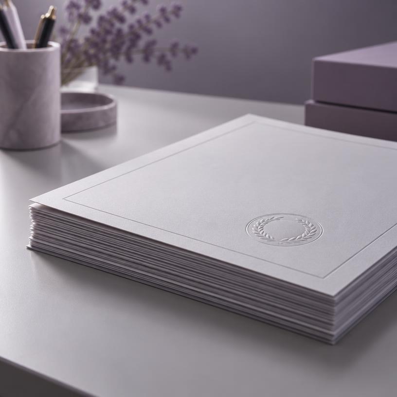 A stack of official documents with an embossed seal